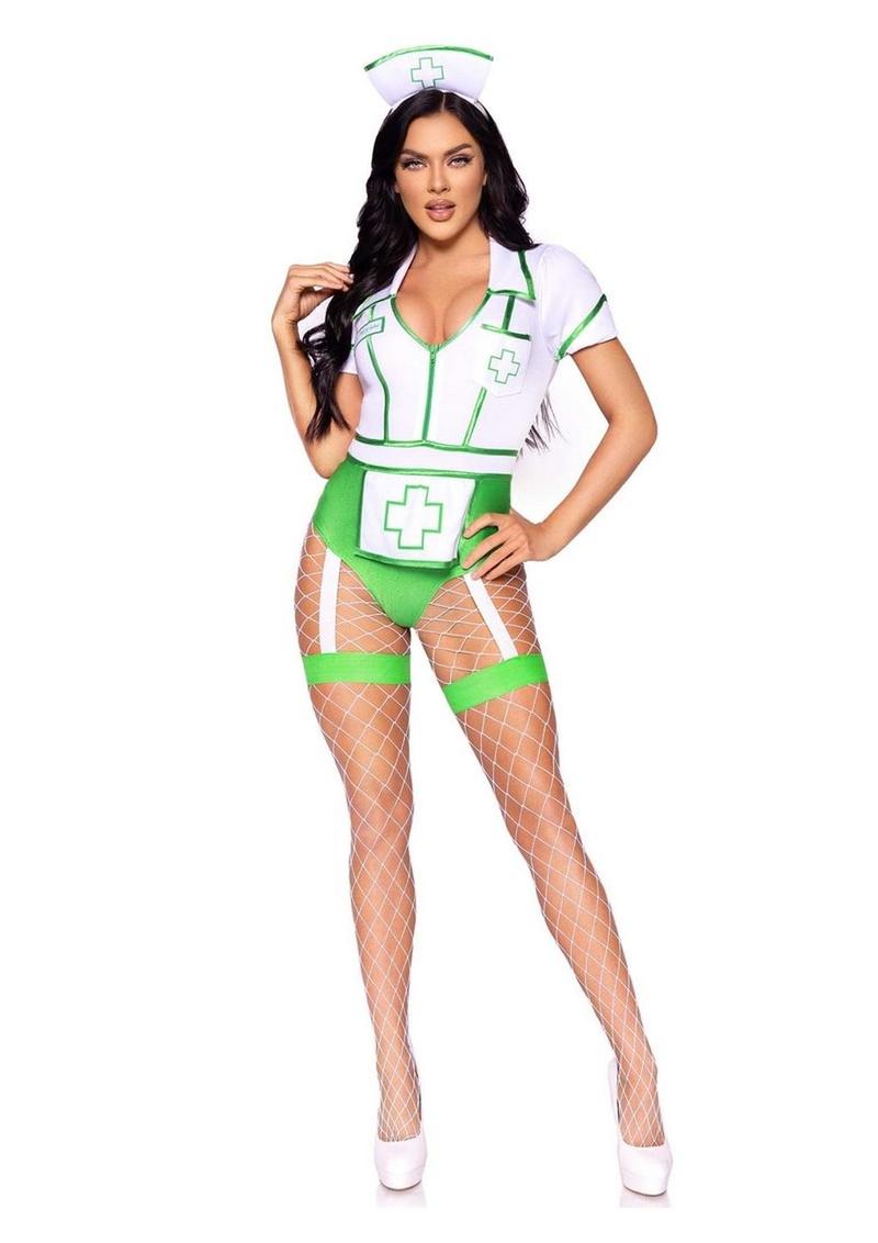 Leg Avenue Nurse Feelgood snap crotch bodysuit costume