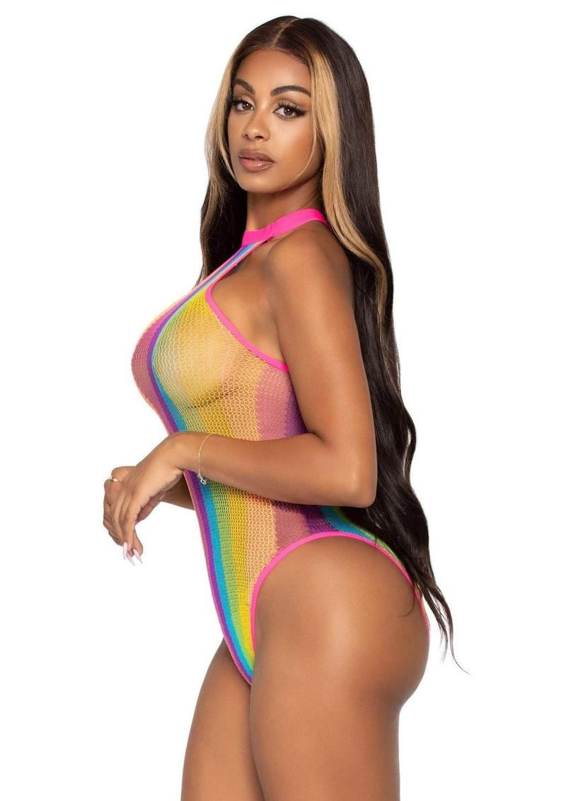 Playful striped bodysuit for adult costume roleplay