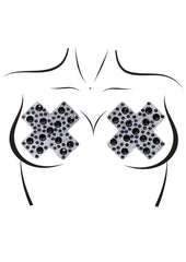 Leg Avenue X Factor Adhesive Nipple Jewel Stickers - Black - One Size