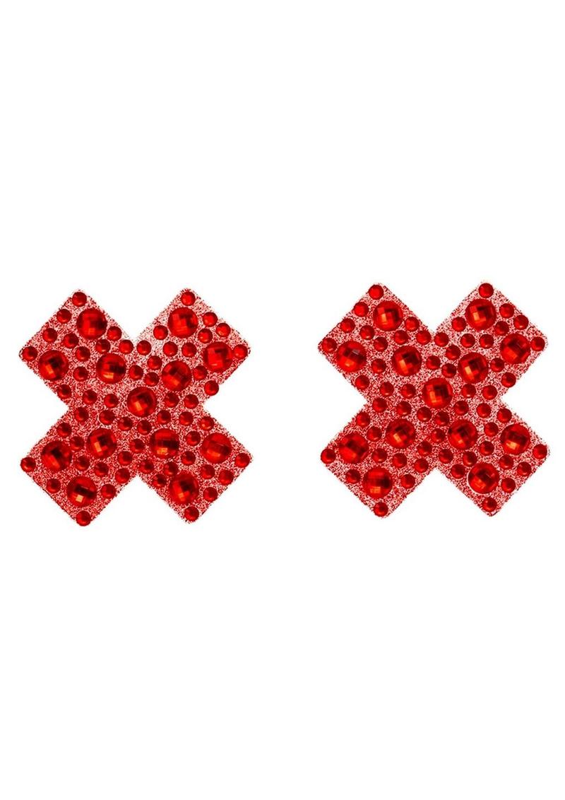 Leg Avenue X Factor Adhesive Nipple Jewel Stickers - Red - One Size