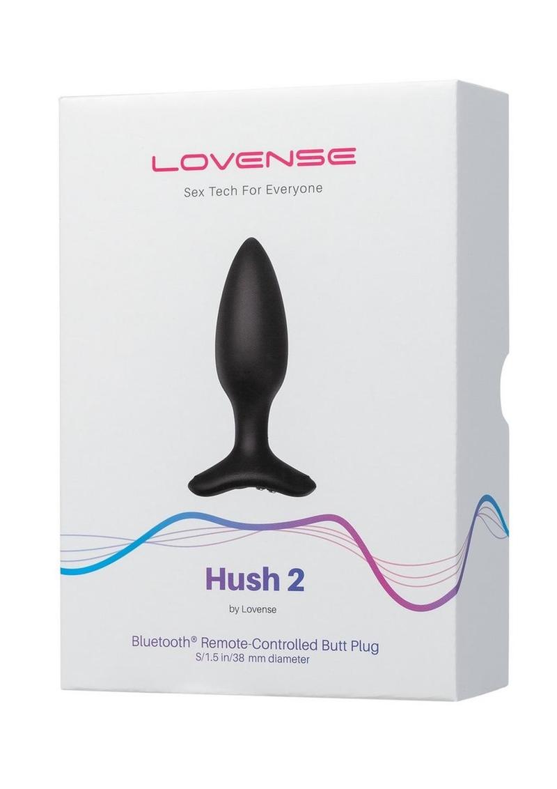 Lovense Hush 2 Rechargeable App Compatible Silicone Vibrating Anal Plug - Black - 1.5in