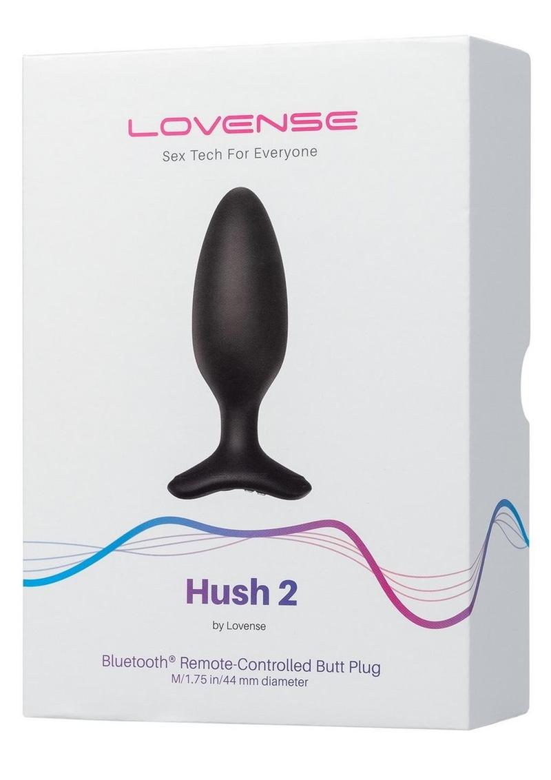 Lovense Hush 2 Rechargeable App Compatible Silicone Vibrating Anal Plug - Black - 1.75in