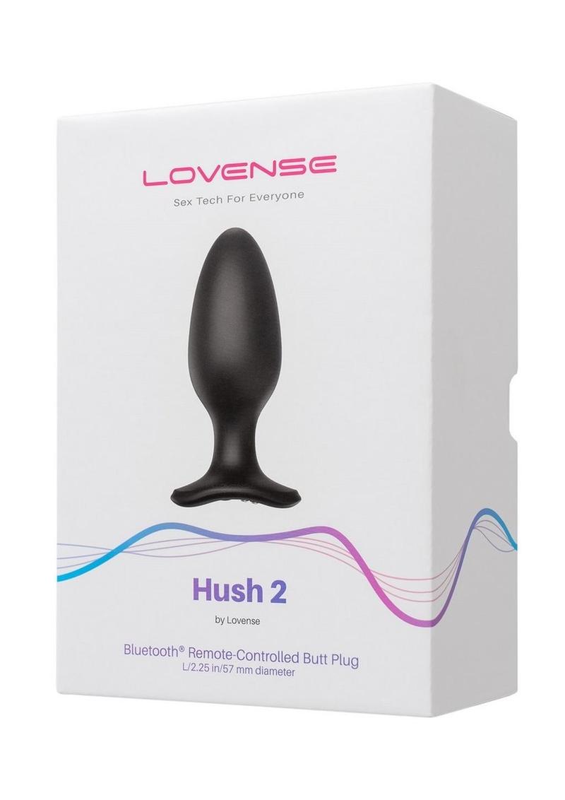 Lovense Hush 2 Rechargeable App Compatible Silicone Vibrating Anal Plug - Black - 2.25in