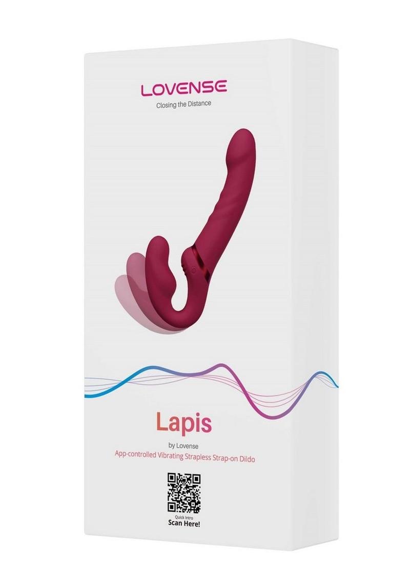 Lovense Lapis Rechargeable Silicone App Control Dual End Strapless Strap-On Vibrator - Magenta/Pink