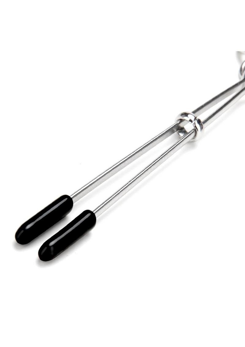 Lux Fetish Adjustable Tweezer Nipple Clips with Chain