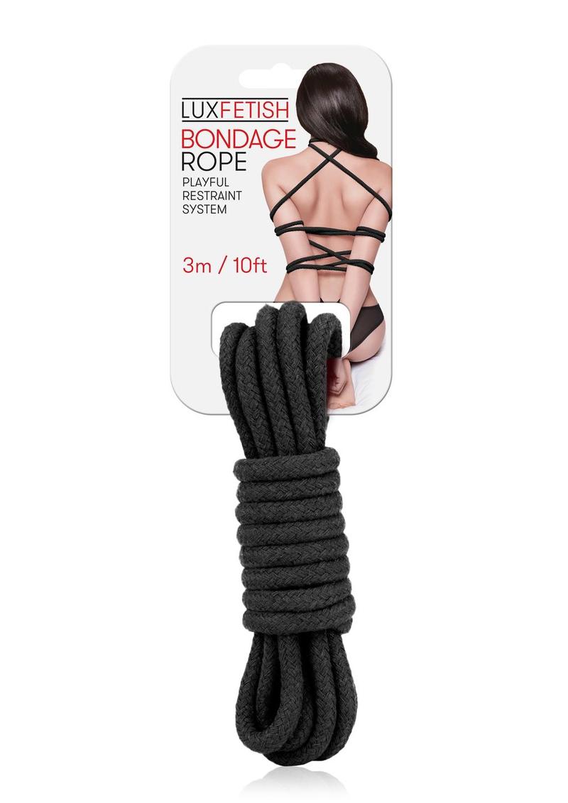Lux Fetish Bondage Rope - Black - 10ft
