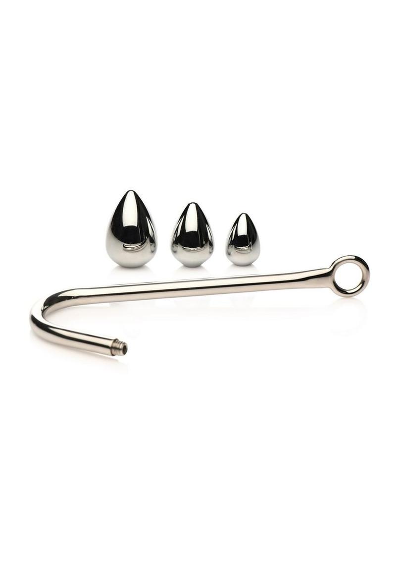 Master Series Anal Hook Trainer with 3 Plugs - Stainless - Silver/Steel