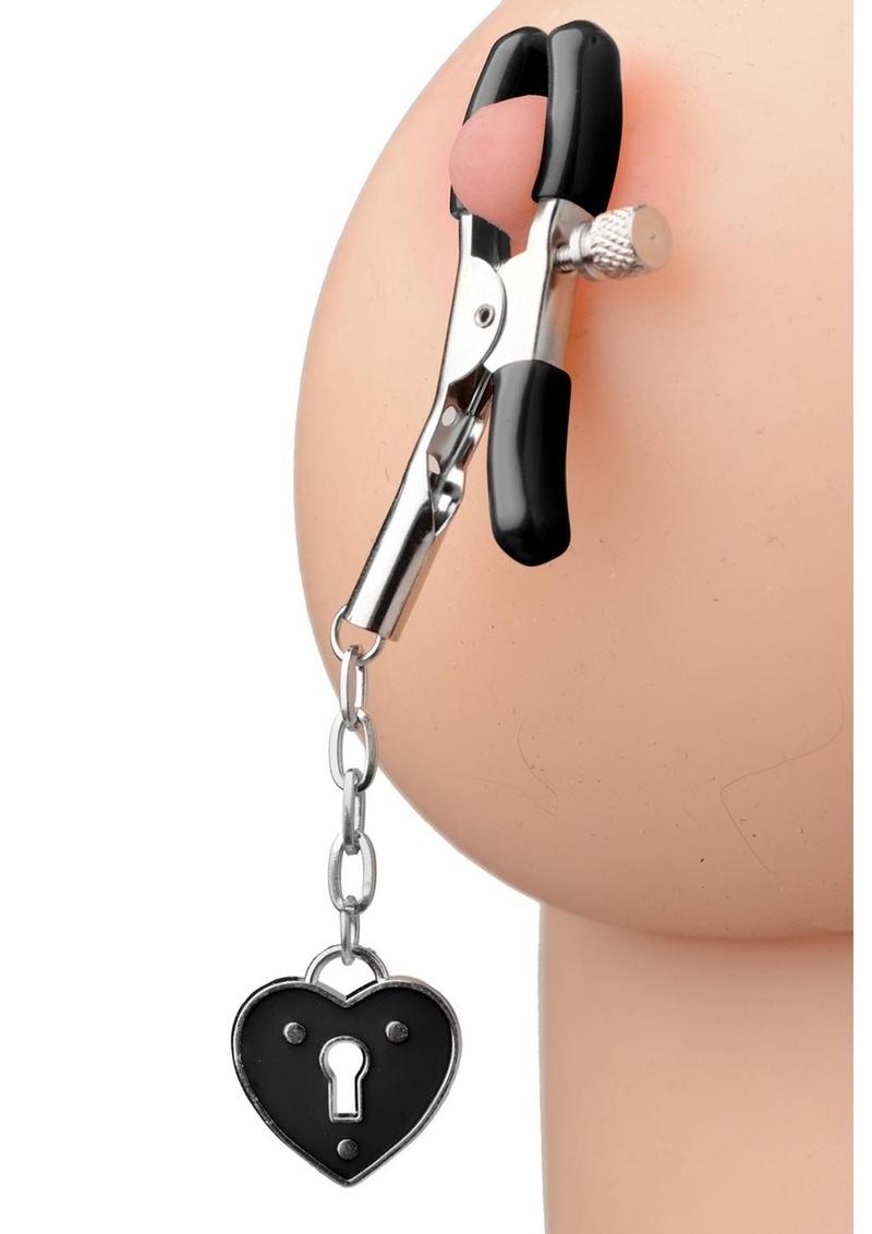 Charmed heart padlock nipple clamps adult toy
