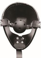Adult sex toy puppy play hood with ball gag restraint