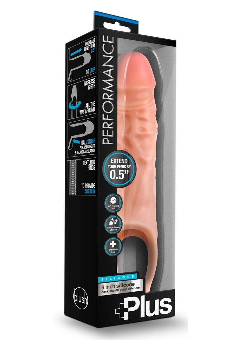 Performance Plus Silicone Cock Sheath Penis Extender - Flesh/Vanilla - 9in