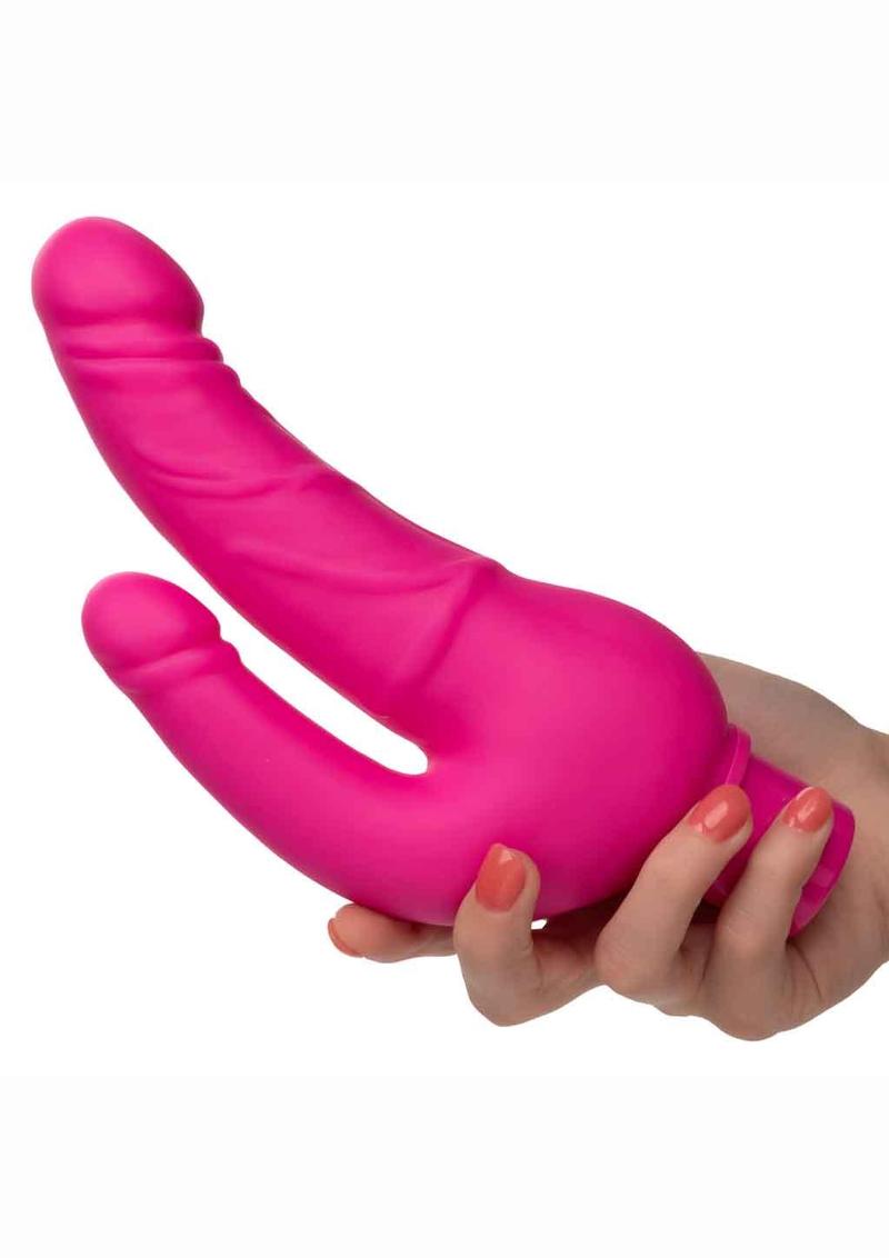 Rechargeable Power Stud Over and Under Silicone Vibrating Double Dong