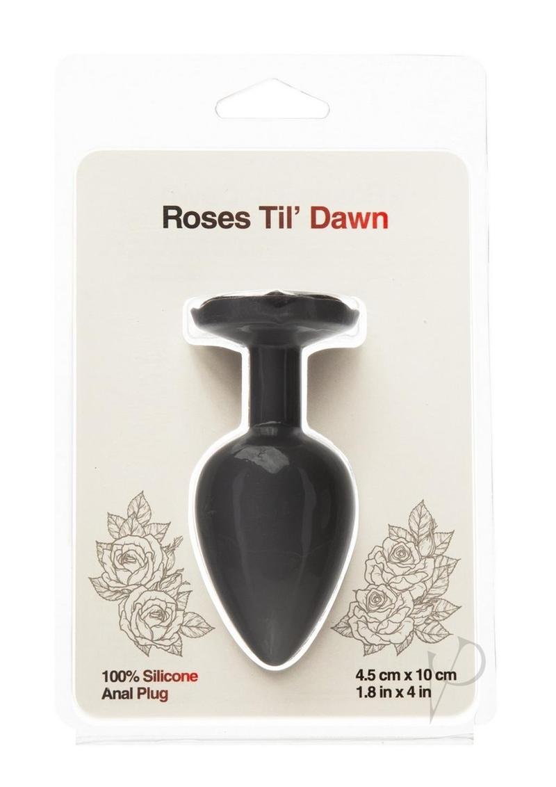 Roses Til Dawn Silicone Butt Plug - Black - Large