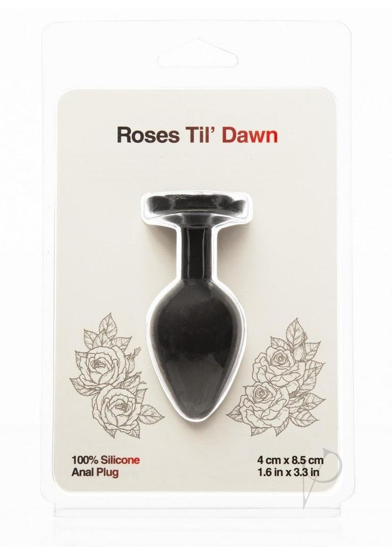 Roses Til Dawn Silicone Butt Plug - Black - Medium