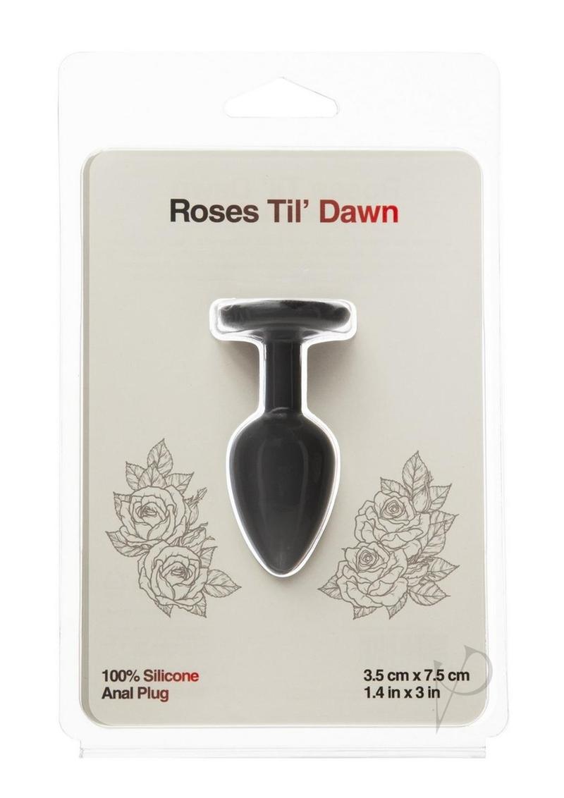 Roses Til Dawn Silicone Butt Plug - Black - Small