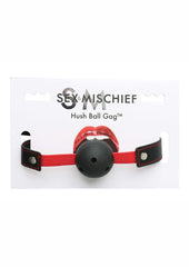 Sex and Mischief Hush Ball Gag Adjustable Strap - Black/Red