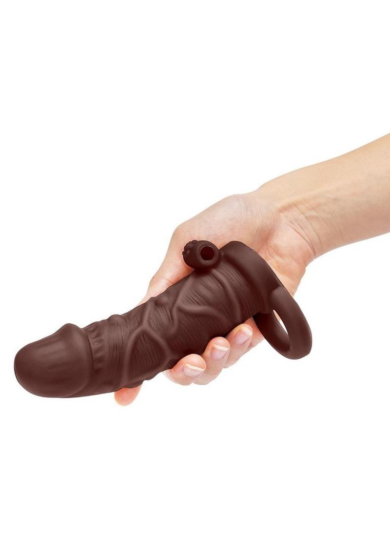 Size Up Silicone Vibrating Realistic Penis Extender with Ball Loop