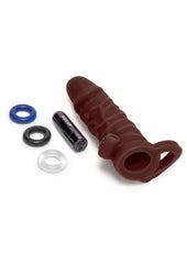 Size Up Silicone Vibrating Realistic Penis Extender with Ball Loop