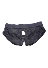 black crotchless panty strap-on harness lingerie