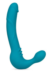 Temptasia Luna Strapless Silicone Vibrating Dildo with Rechargeable Bullet - Teal - 9in
