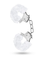 Temptasia Plush Fur Cuffs - Metal/White