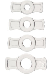 Titanmen Stretch-To-Fit Cock Rings - Clear - 4 Piece Kit