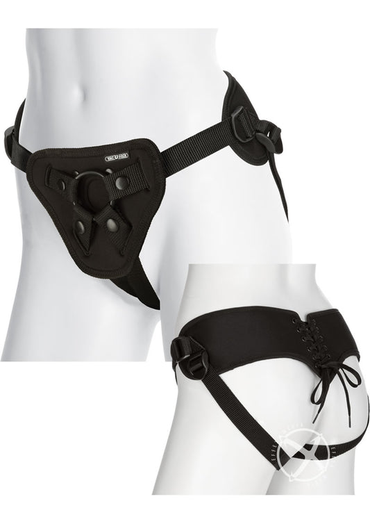 black neoprene corset harness