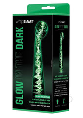 WhipSmart Bulbous Glass Dildo with Curved Base - Clear/Glow In The Dark - 6.5in