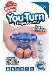 You Turn 2 Finger Vibrator Silicone Ring Waterproof - Blue/Blueberry