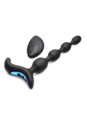 Zeus Shock Beads 80x Vibrating and E-Stim Rechargeable Silicone Anal Beads with Remote Control - Black