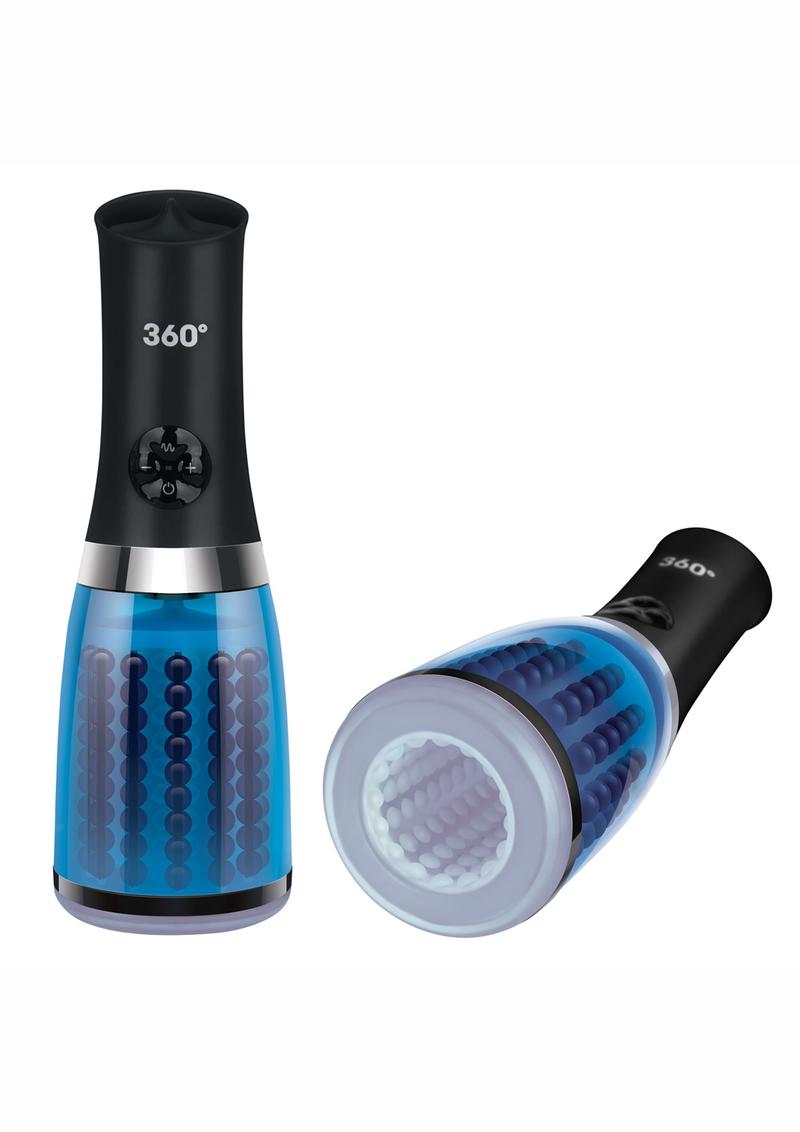 ZOLO 360° Rotating Beaded Masturbator - Black/Blue