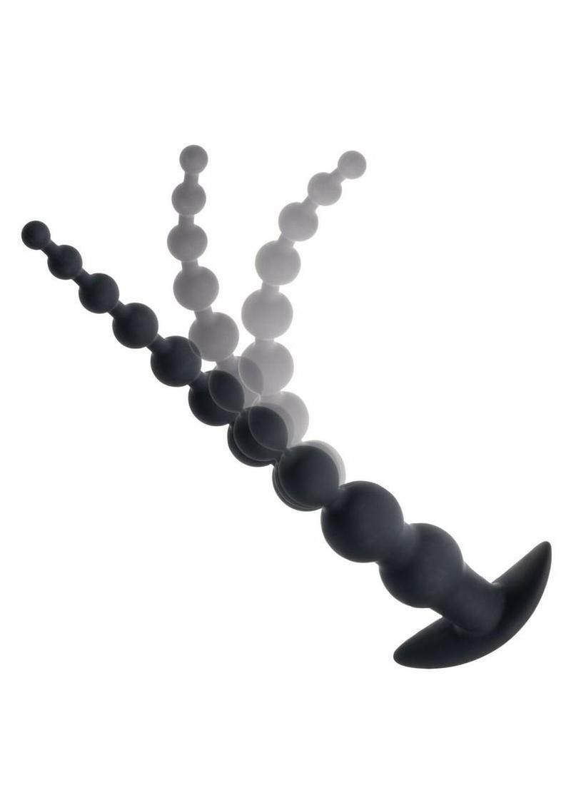 Anal Toys Rechargeable X-10 Silicone Power Beads - Black - 11in