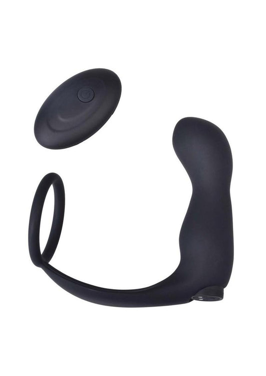 Ass-Sation Remote Controlled Contoured Rechargeable Silicone Anal Plug - Black