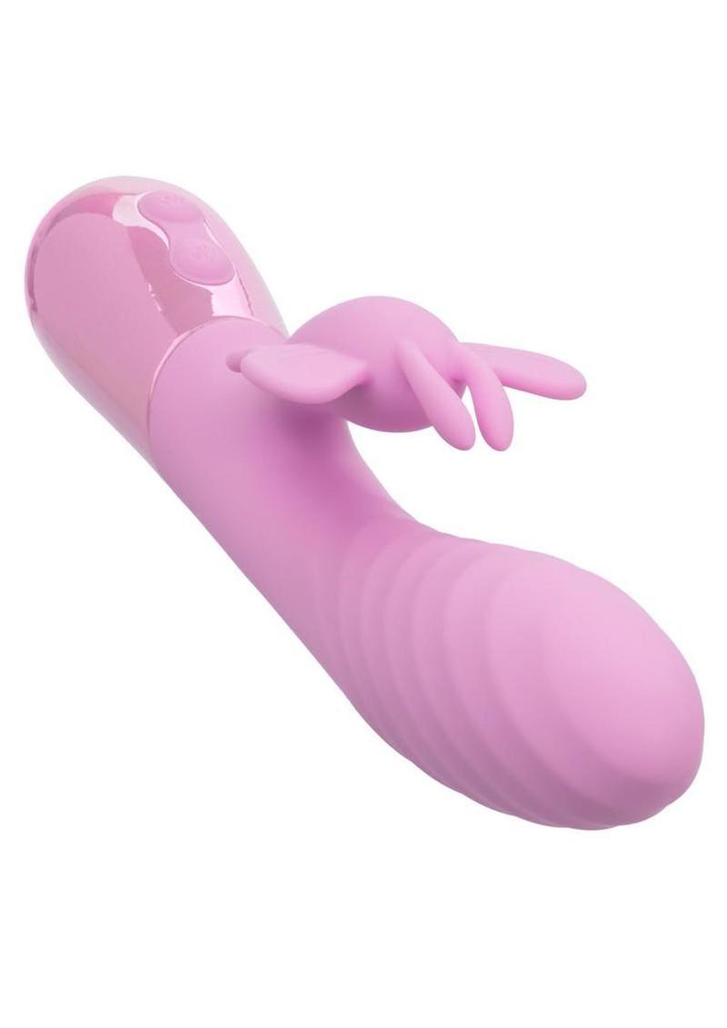 powerful dual stimulation vibe with rippled shaft contoured stimulator and sleek ergonomic silhouette