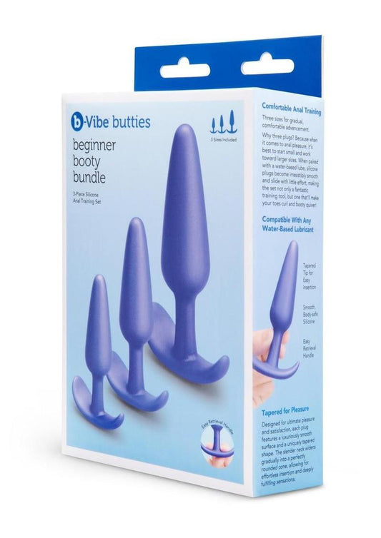B-Vibe Butties Beginner Booty Bundle Silicone Anal Plug - Blue - 3 Piece/Set