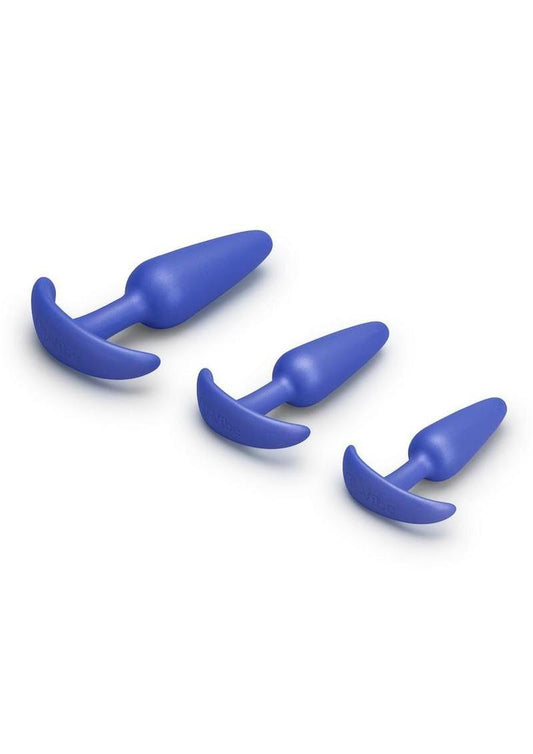 Beginner silicone anal plug set with three smooth tapered sizes