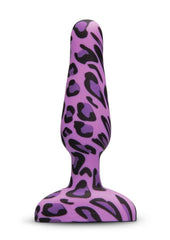 B-Vibe Novice Plug Rechargeable Silicone Anal Plug with Remote Control - Animal Print/Leopard/Purple