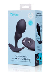 B-Vibe Remote Control P-Spot Rechargeable Silicone Snug Plug 145g - Black