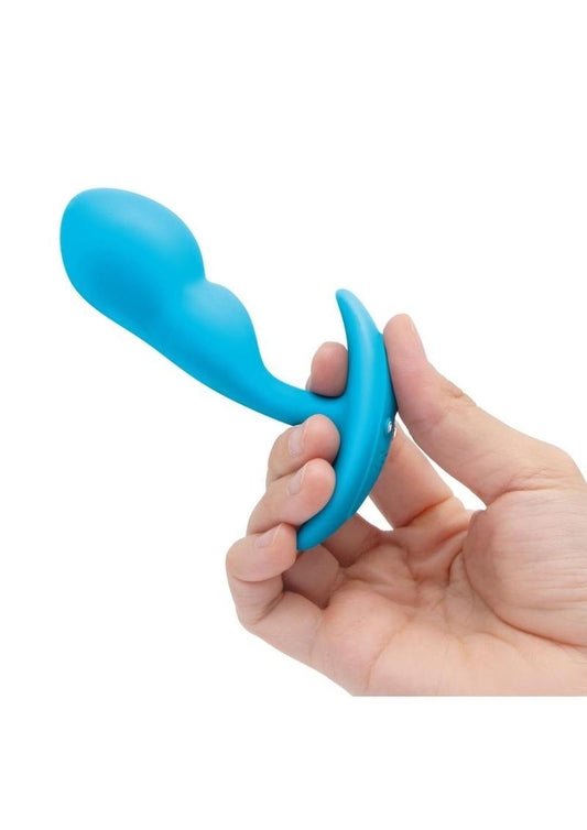 B-Vibe Remote Control P-Spot Rechargeable Silicone Snug Plug 95g - Blue