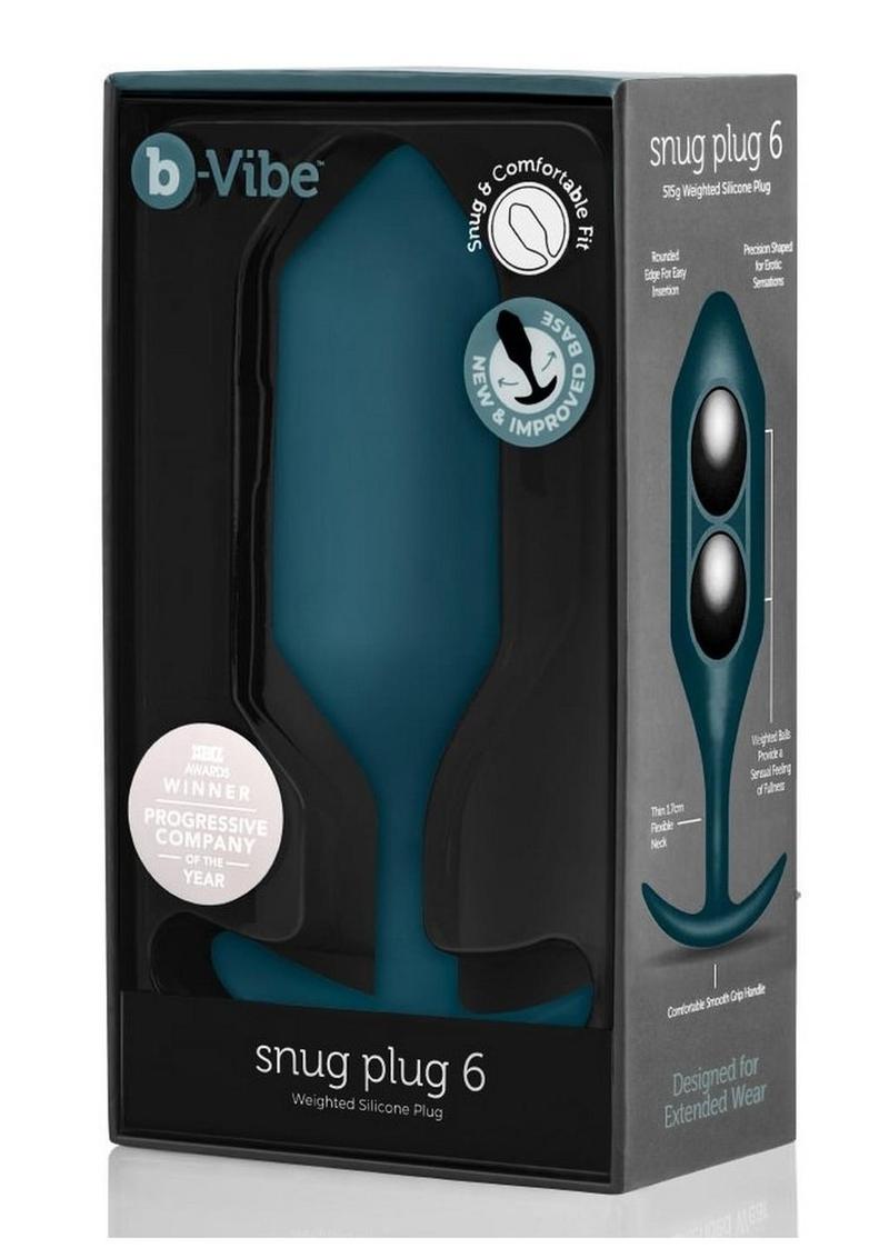 B-Vibe Snug Plug 6 Silicone Weighted Anal Plug - Marine - Blue