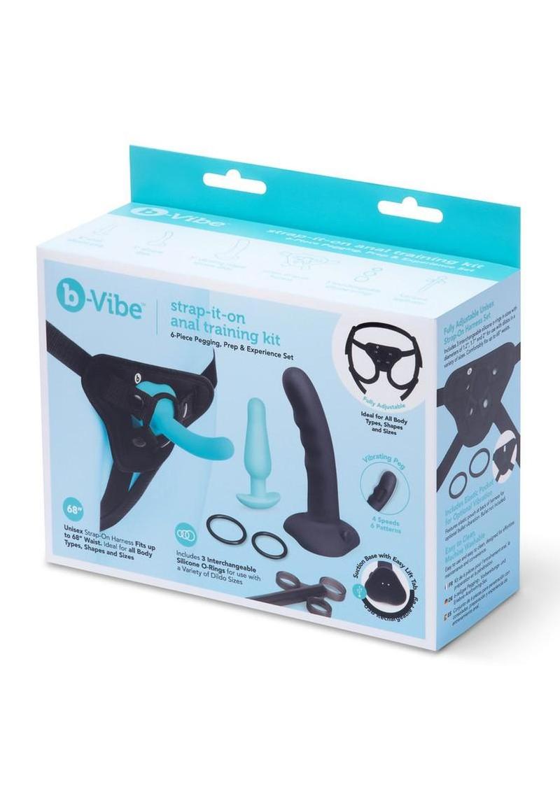 B-Vibe Strap-It-On Anal Silicone Training Kit - Black/Teal