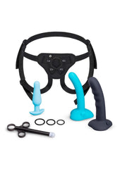 B-Vibe Strap-It-On Anal Silicone Training Kit - Black/Teal