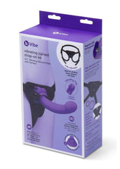 B-Vibe Vibrating Curved Silicone Strap-On Kit - Black/Purple