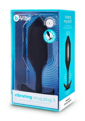 B-Vibe Vibrating Snug Plug Rechargeable Silicone Anal Plug - Black - XXLarge