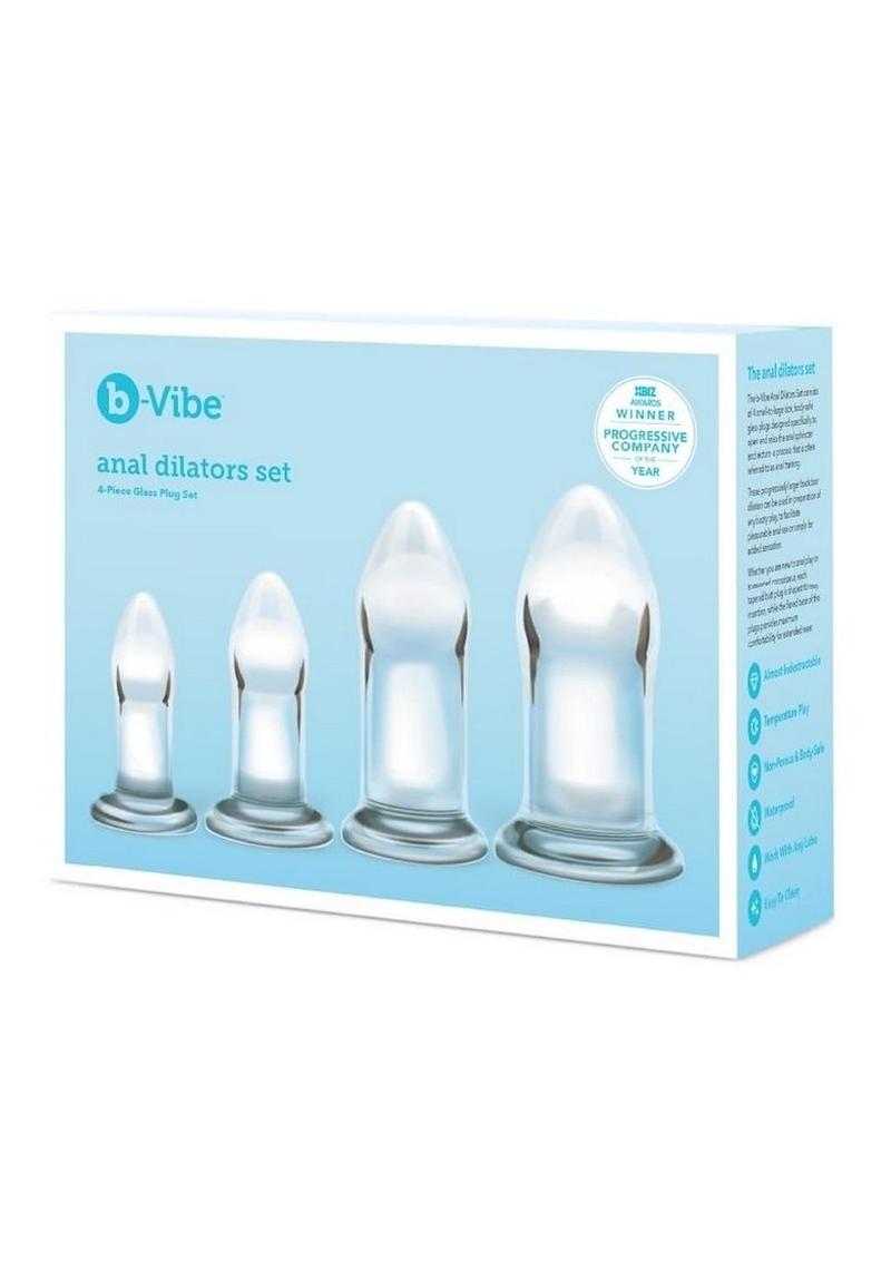 B-Vibes Anal Dilators Glass Plug - Clear - 4 Per Set/Set