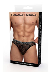 Banana Cabana Lace Nights Thong - Black - Large/XLarge