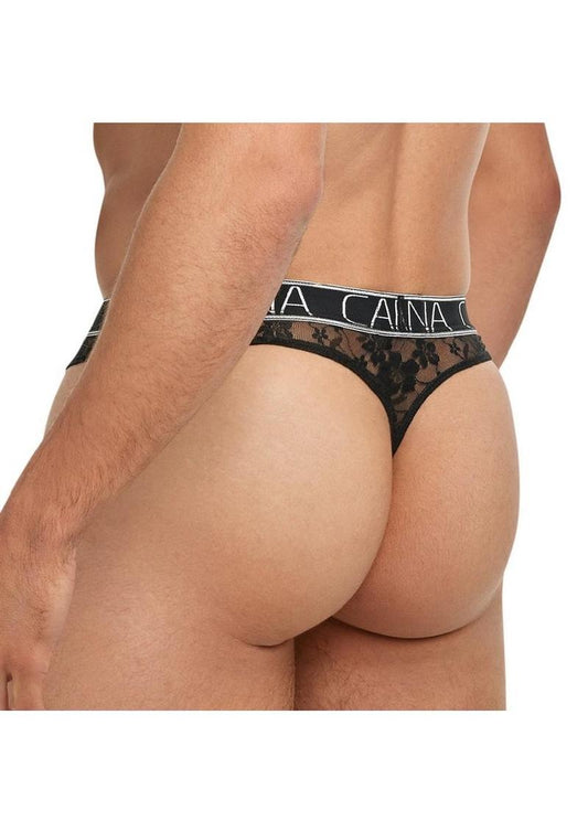 Banana Cabana Lace Nights Thong - Black - Medium/Small