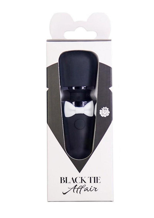 luxury black tie wand massager crafted from silky smooth silicone for elegant stimulation - Black/White