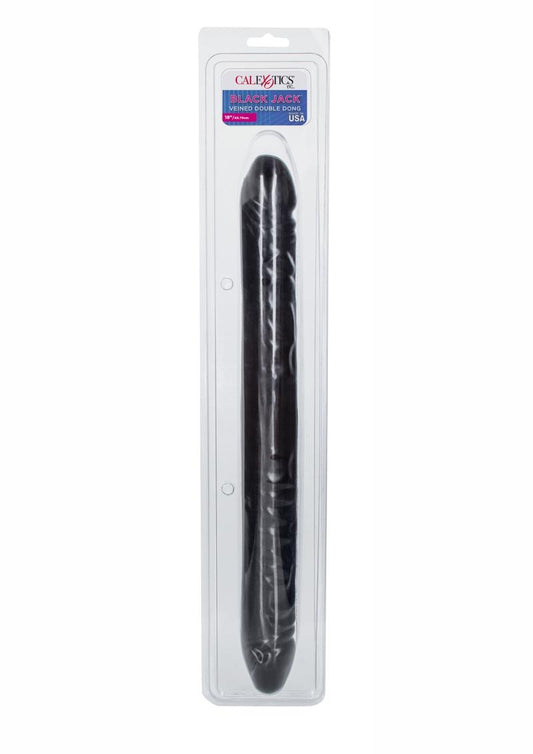 Black Veined Double Dildo - Black - 18in