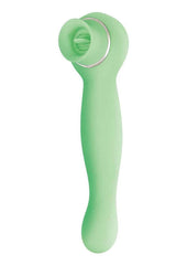 Blaze Luscious Licker Rechargeable Silicone Dual End Vibrator - Green/Mint