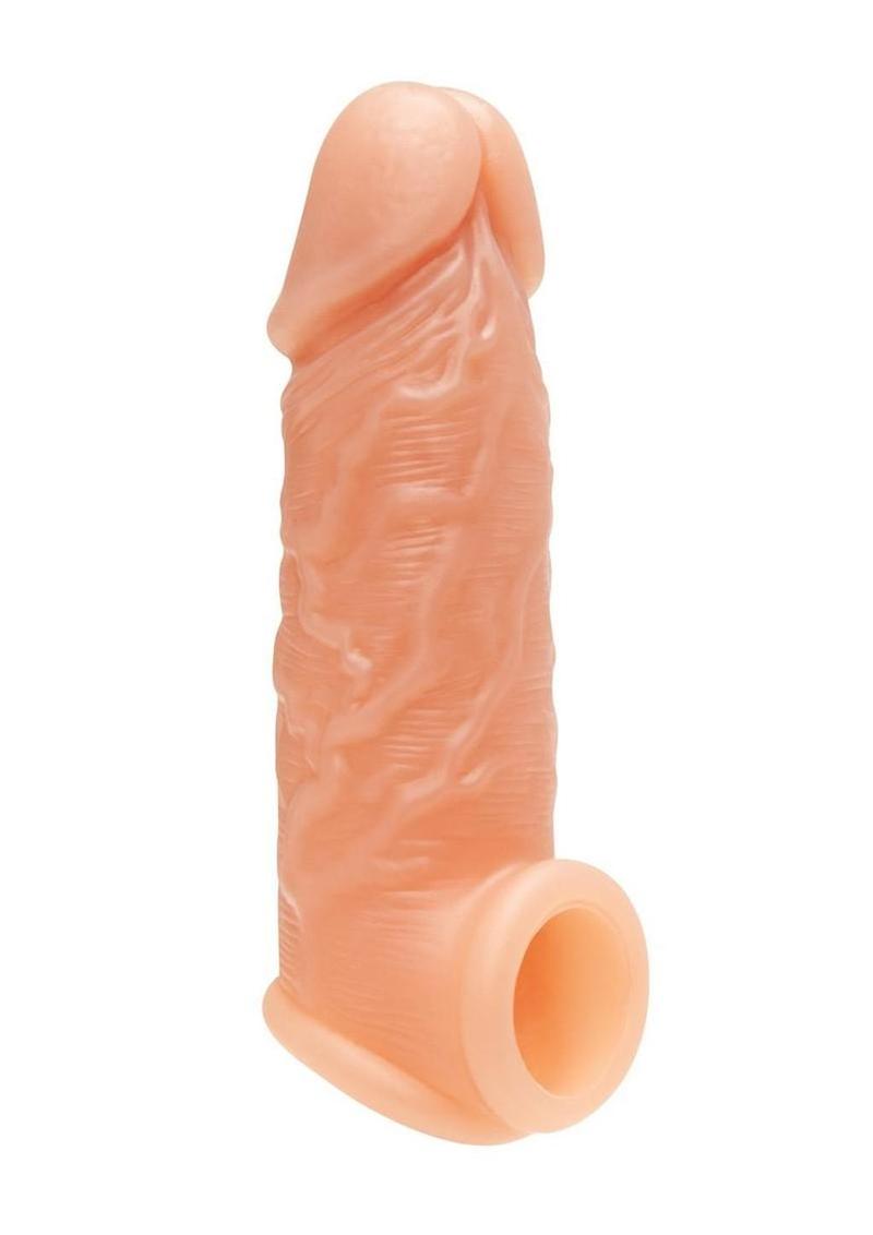 lifelike penis sleeve with textured shaft and constriction ring for harder longer lasting performance